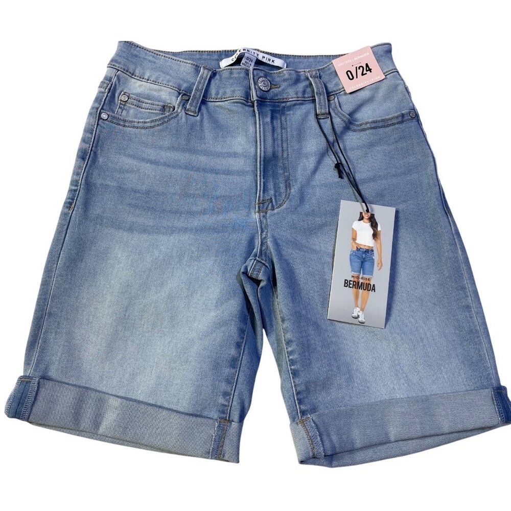 Celebrity Pink Size 0/24 Mid Rise Bermuda Denim Shorts With Rolled Cuffs